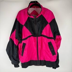 Vibrant Pink and Black Women's Vintage Jacket